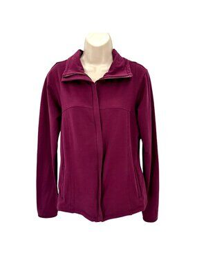 Satva Womens Organic Cotton Burgundy Zip-Up Jacket Size L